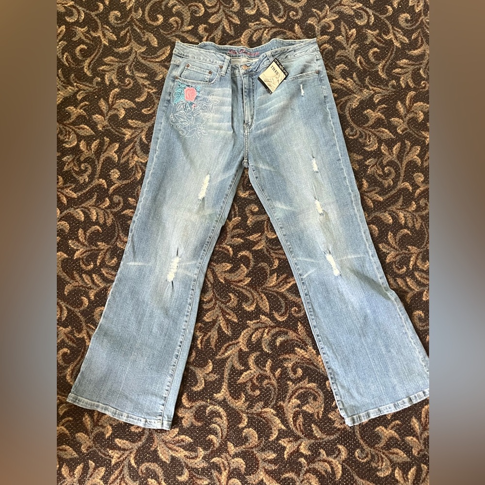 Women’s plus size flair jeans with design
